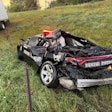 A Nebraska State Patrol vehicle was hit while parked Monday night. The trooper was injured.